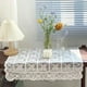 thumbnail image 3 of Mantel de encaje cuadrado crudo beige 35 pulgadas | Mantel de mesa de poliéster bordado floral | Patrón geométrico antideslizante | Decoración de cenas de fiesta de bodas | 1 Paquete 90x90cm, 3 of 6