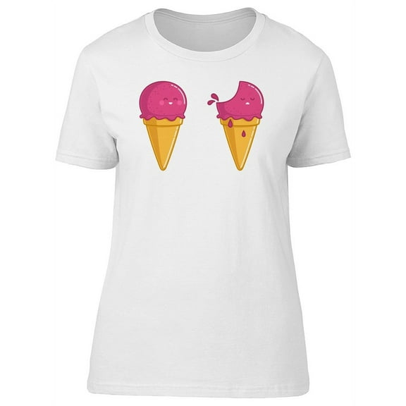 Cute Funny Ice Cream Doodles T-Shirt Women -Image by Shutterstock, Female Large