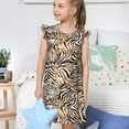 thumbnail image 4 of Balery Watercolor Zebra Camisón de princesa para niñas, pijama de algodón con mangas abullonadas, suave y bonito.-Medium, 4 of 6