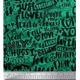 thumbnail image 1 of Soimoi Green polyester Crepe Fabric Just Love Forever Text Print Fabric by the Yard 42 Inch Wide, 1 of 3