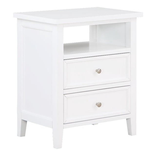 Comfort Pointe Table de Nuit de Rangement Décontractée à 2 Tiroirs en Bois Blanc Walker