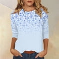 thumbnail image 2 of Women's Floral Print 3/4 Sleeve Casual Top Lightweight Summer Blouse with Round Neck, Pink, 2 of 5