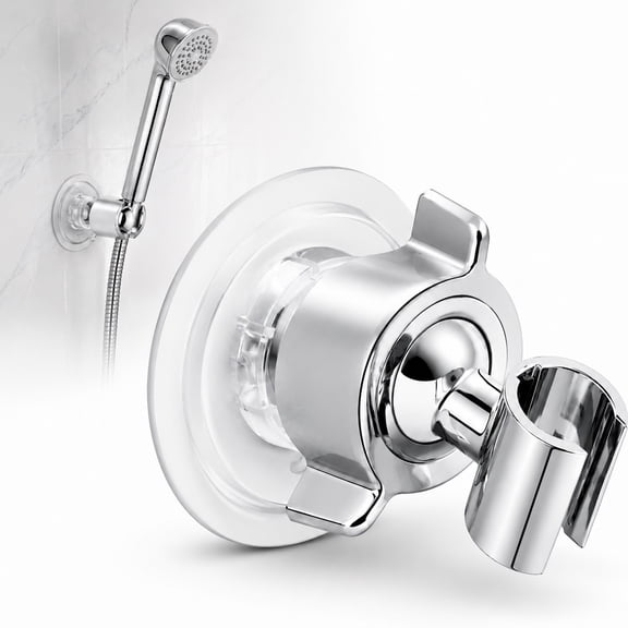 Deally Handheld Shower Head Holder,Shower Head Holder Suction,360 Swivel Adjustable,Adhesive Wall Mount Shower Wand Holder,Fits Smooth & Non Smooth Surface ,Chrome