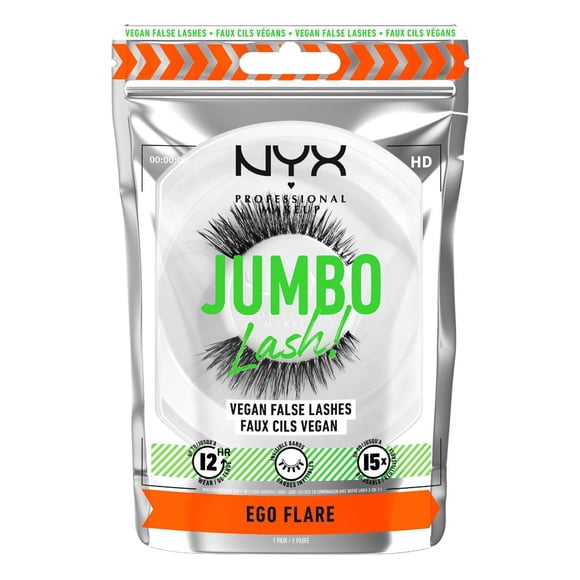 NYX PROFESSIONAL MAKEUP, Jumbo Lash!, Vegan False Lashes, Reusable - EGO-FLARE
