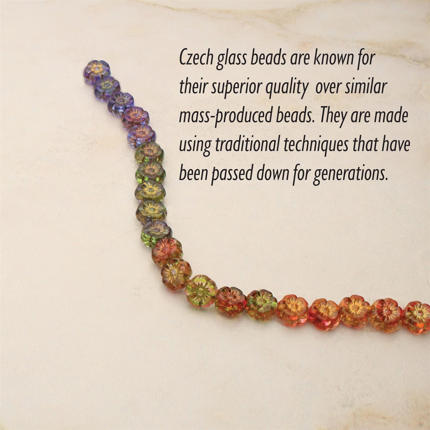The Beadsmith Czech Glass Strands – Pressed & Table Cut Beads – 6 x 7-Inch Strands, 20 Beads Per Strand – Gold Sun Daisies Mix – for Jewelry Making, Decorations & DIY Crafts