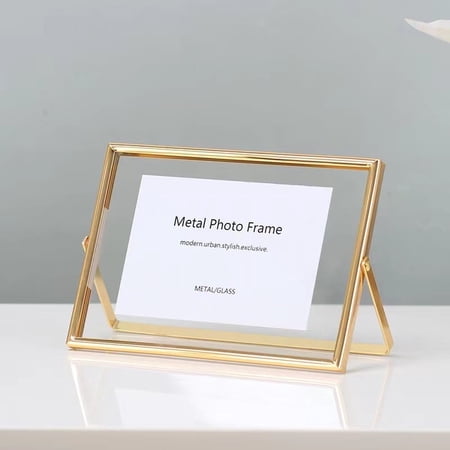Gold 6x 4'' Floating Frame, For Photo Sizes (3 x2'' 5x 3.5'' up to 6x4'' ), Beautiful Metal Lace Edge Frames Adjustable Tabletop/Shelf Photo Frame, Classy Gift Choice forThanksgiving, Wedding,