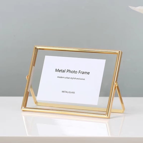 Gold 6x 4'' Floating Frame, For Photo Sizes (3 x2'' 5x 3.5'' up to 6x4'' ), Beautiful Metal Lace Edge Frames Adjustable Tabletop/Shelf Photo Frame, Classy Gift Choice forThanksgiving, Wedding,