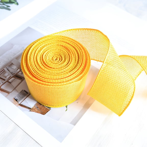 AUQ Imitation Linen Ribbon With Lace Edge - Handmade Satin Bow Ribbon | Double-Sided,Wired,Soft,Fade Resistant | Gift Box,Crafts,Party,Decor | 1.96in x 157.4in