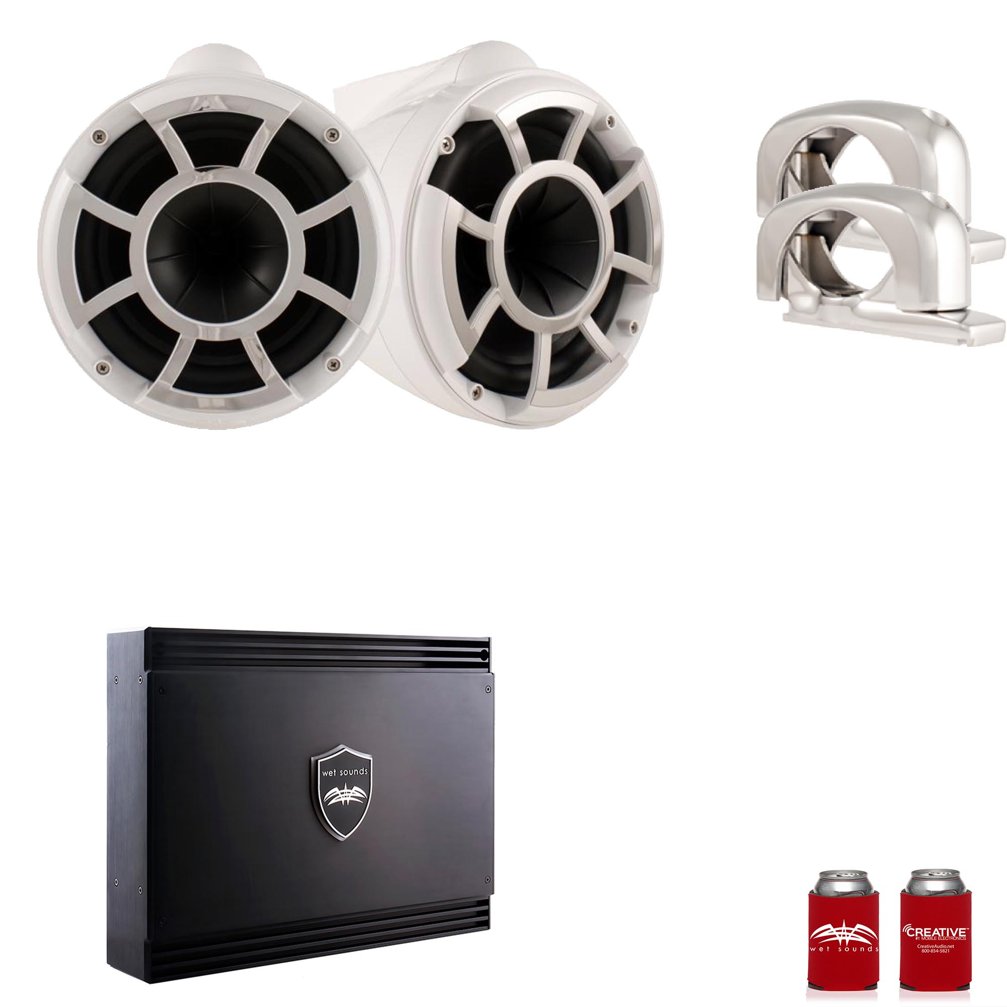 Wet Sounds REV10WSC White REV 10 Swivel Clamp Tower Speakers with Wet