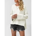 thumbnail image 6 of Women'S Oversized Long Sleeve Sweaters Fall Outfits Trendy Crewneck Knit Side Slit Fashion Pullover Tops Apricot XL, 6 of 10