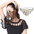 thumbnail image 3 of Lady Belly Dance Lentejuelas Con Cuentas Velo Facial Accesorio De Disfraz De Halloween Negro SM SunniMix Danza del Vientre Cara Velo, 3 of 7