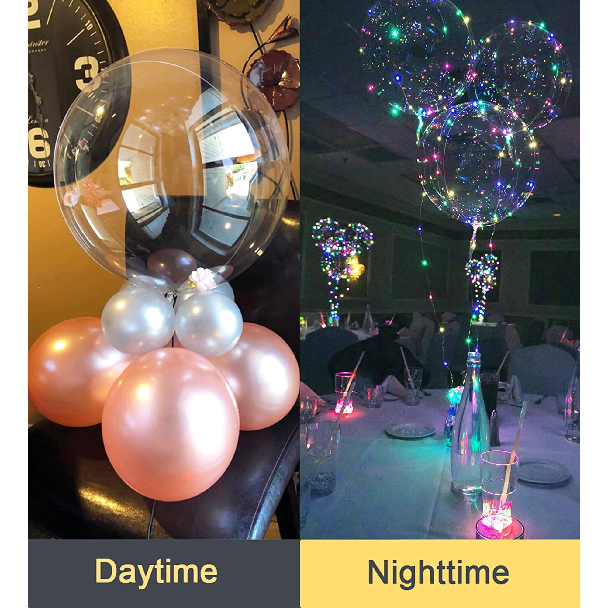 Lot De 10 Ballons Lumineux LED BoBo - Multicolore - Fête, Mariage, Noël - Fil 3m