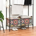 thumbnail image 3 of Yayeee Foldable Storage Basket for Shelves with Handles Waterproof Cloth Bins, Colorful Floral Pattern, 3 of 7