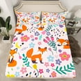 thumbnail image 2 of Erosebridal Floral Fox Sheet Set Twin Size,Pink Fox Bed Sheets Set Teens,Sheets Animal Printed Flat Fitted Sheet with 1 Pillowcase,(Pink锛孴win Size), 2 of 6