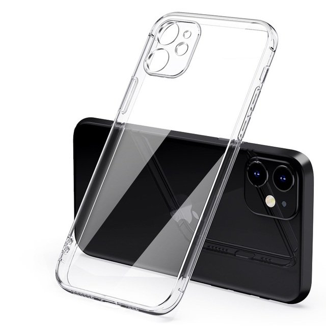 Luxury Clear Case For iPhone 14 13 12 11 15 Pro Max Mini Square Soft Silicone X XR XS Max 8 7 Plus Transparent Back Cover Case