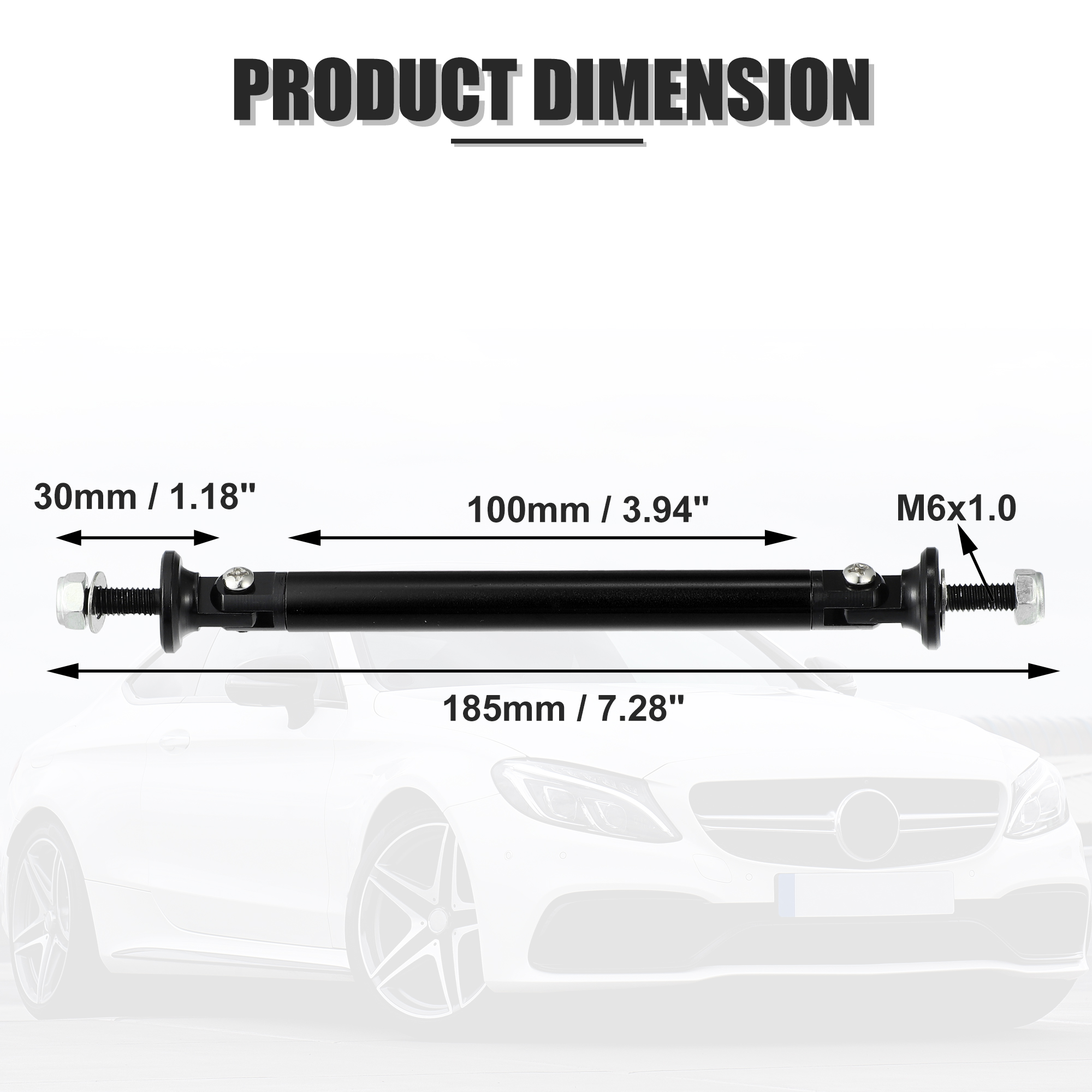 Unique Bargains Adjustable Front Rear Bumper Lip Splitter Strut Rods Black