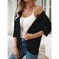 thumbnail image 4 of Women'S Cardigan Tops Three-Quarter Sleeves Solid Color Casual Small Jacket Female Black S, 4 of 9