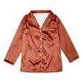 thumbnail image 5 of Family Matching Pajama Set Silk Long Sleeve Solid Shirt and Pants Loungewear (Kid's), 5 of 8