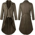 thumbnail image 2 of JIUKE Mens Tailcoat Jacket Vintage Gothic Coats Long Sleeve Buttons Tuxedo Halloween Coats with Pocket, 2 of 4