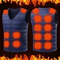 thumbnail image 2 of TFEOQRY Men and Women Winter Heating Vest Zipper Four Control of 25 Areas Heating Cotton Jacket with Usb Charging Version Blue, 2 of 9