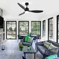 thumbnail image 3 of ALKAFY 52 inch Matte Black Modern Ceiling Fan - LED Light, Remote, 3 ABS Blades, 6-Speed for Bedroom/Living Room/Office, 3 of 9