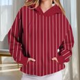 thumbnail image 2 of Ashirexll Hoodies for Women, Oversized Hoodies for Women, Ladie Fashion Striped Loose Casual Round Neck Long Sleeve Sweatshirts Tops with Pocket, 2 of 7