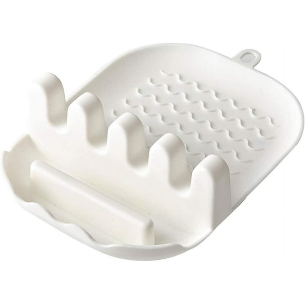 Soporte para cucharas Rawiri para encimera de cocina, soporte para tapa de cuchara de silicona para encimera de cocina, soporte para utensilios con almohadilla antigoteo para múltiples utensilios,