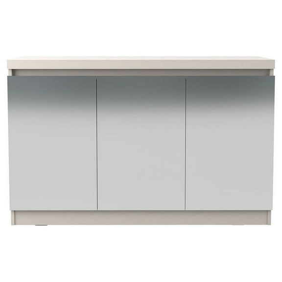 Manhattan Comfort Viennese 2.0 - 46.81 Buffet Stand with Mirrors and 5 Compartment Shelves in Off-White
