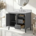 thumbnail image 4 of Vanity Art 36" Double Door Bathroom Vanity with Sink, Freestanding Storage Cabinet with Engineered Marble Top, Flip Down Tray, Drawer, and Shelf, 4 of 7