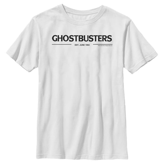 Boy's Ghostbusters Black Logo  Graphic Tee White X Small