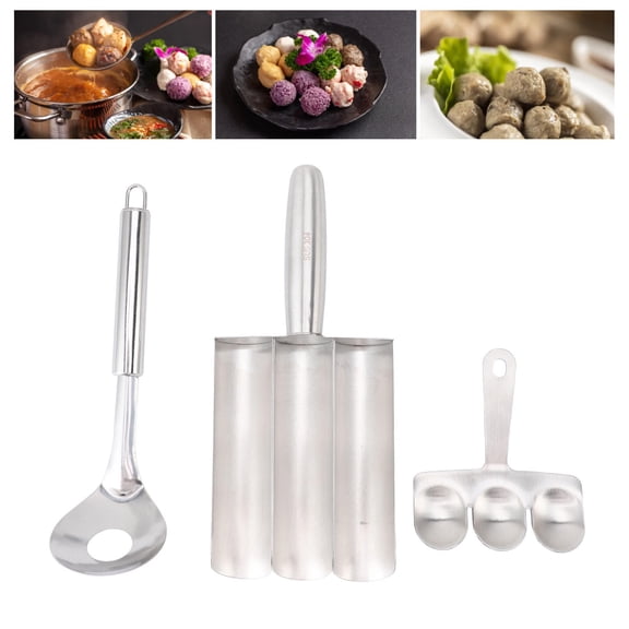 YAHHU Stainless Steel Triple Meatball Maker – 3‑Spoon Design, Non‑Stick,Versatile for Meatballs, Rice Balls & More