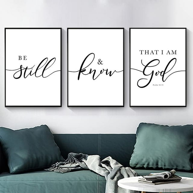 Bible Verse Wall Art Be Still And Know That I Am God Quotes Wall Decor Scripture Wall Art for