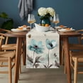 thumbnail image 2 of Teal Spring Floral Table Runner - 70 Inch Long, Kitchen Dining Table Runner Dresser Scarves, Vintage Botanical Retro Art Farmhouse Decor for Coffee Tables Wedding Party Banquet, 2 of 8