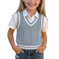 thumbnail image 3 of QTBIUQ Knit V-Neck Sweater Waistcoat for Boys Girls Knit Pullover Vest Soft Layering Top Casual School Uniform Outwear, 3 of 8