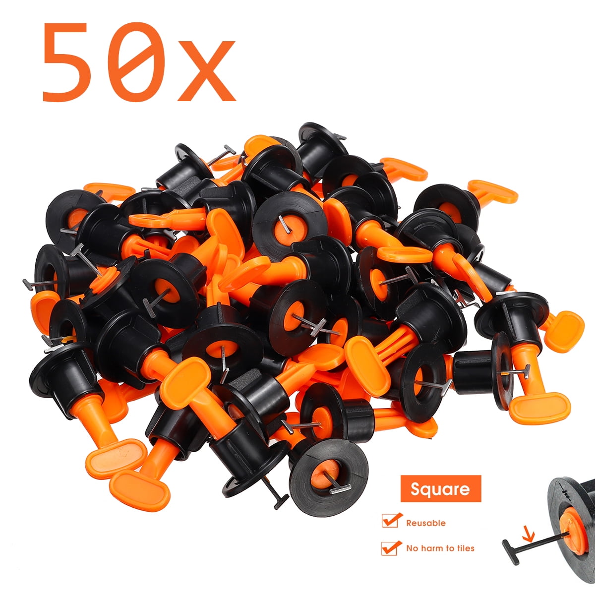 50x Flat Ceramic Floor Wall Construction Tools Reusable Tile Leveling System Kit