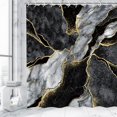 thumbnail image 2 of Black Shower Curtain, Marble Shower Curtain, Abstract Shower Curtain, Black Marble Shower Curtains Set with 12 Hooks, Black Gray Gold Bathroom Decor, 72Wx72H, 2 of 6