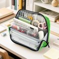 thumbnail image 6 of Standing Pencil Case with Base Large Capacity Stationery Pouch Pen Bag with Zipper for Women Men Green Ink Splatter Pattern, 6 of 7