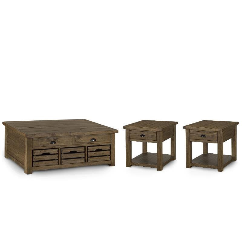 End Table Set In Rustic Warm Nutmeg, Coffee And Side Table Set With Storage