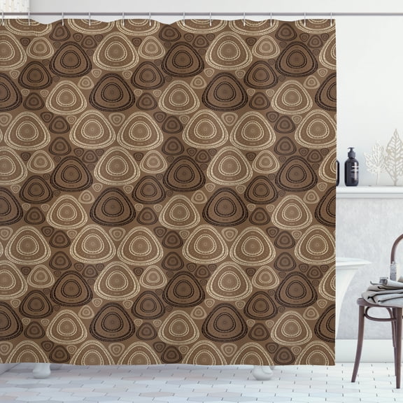 Ambesonne Brown and Ivory Shower Curtain, Oval Triangle Shape, 69"Wx75"L, Dark Brown Brown