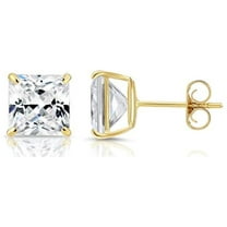 Paris Jewelry 18k Yellow Gold White Sapphire 1 Carat Square Stud Earrings  Women Unisex Plated