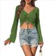 thumbnail image 1 of Suéter de Punto con Hombros Descubiertos y Mangas Acampanadas, Estilo Bohemio, para Mujer, Color Verde, Talla M, 1 of 8