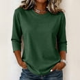 thumbnail image 2 of Womens Crew Neck 3/4 Sleeve Tops Casual T Shirts Fall Loose Fit Dressy Plain Basic Tops M, 2 of 6