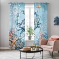 thumbnail image 5 of Blue Coastal Crab Kitchen Curtains 84 Inch Length, Summer Beach Starfish Botanical Grommet Top Bedroom Living Room Curtains, Light Filtering Cafe Curtain Drapes 2 Panels Set 84''x84'', 5 of 9