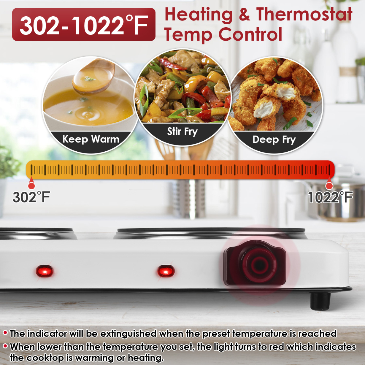 Portable Infrared Dual Hot Plate, 2 Burners Cooktop, Overheat Protection, Easy Wipe Clean, Portable Countertop Burner for Dorms Apartments RVs Camping