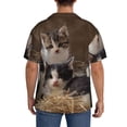 thumbnail image 3 of Susaid Cat Family Print Men's Polo Shirts Button Down Short Sleeve Casual Summer Beach Vintage Shirts for Men-Medium, 3 of 5