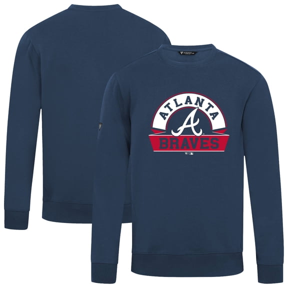 Men's Levelwear Navy Atlanta Braves Zane Banner Arch Sweatshirt