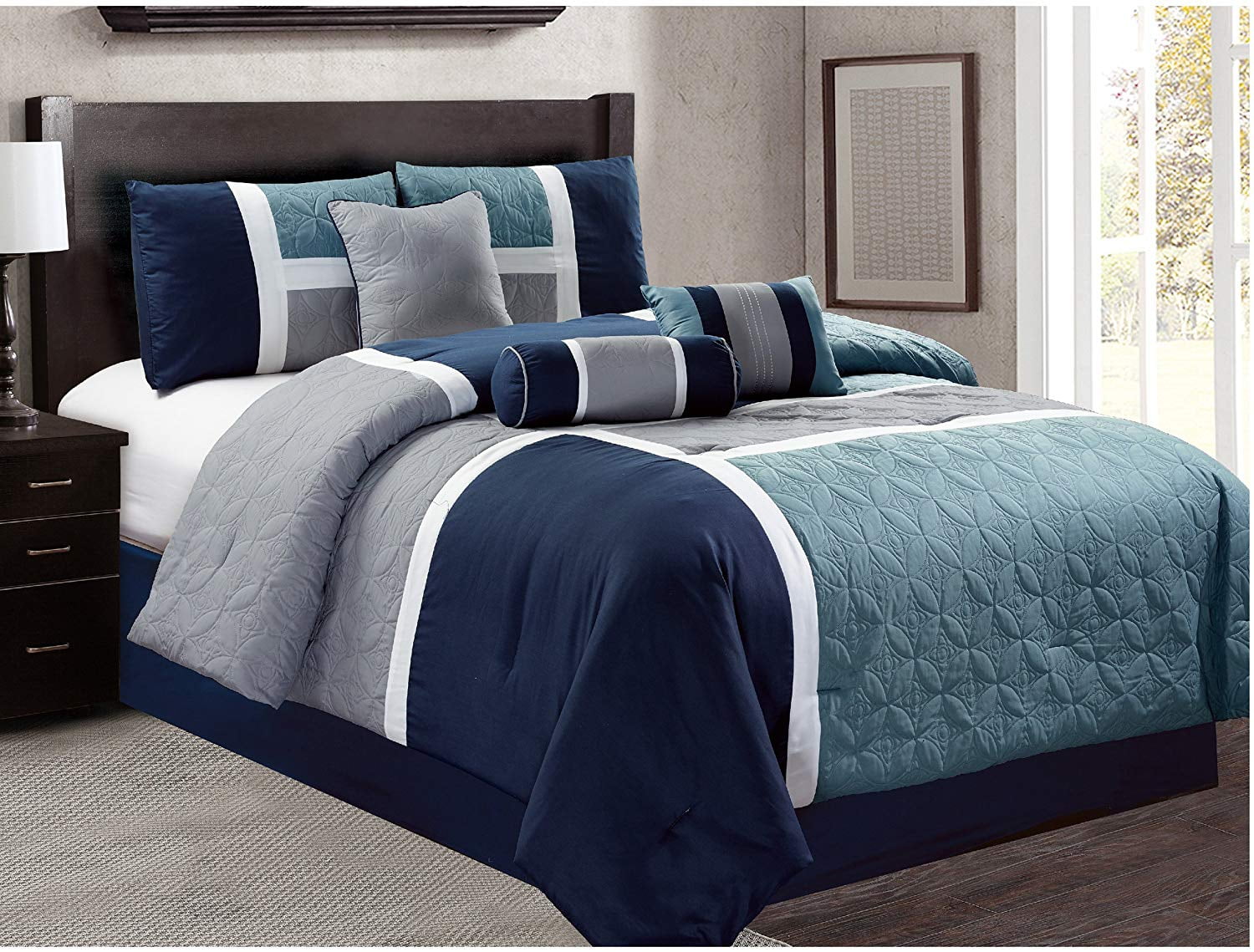 HGMart Bedding Comforter Set Bed In A Bag 7 Piece Luxury Quilted