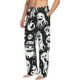 thumbnail image 2 of Balery Black White Spooky Ghosts print Men's Pajama Pants,Ultra Lightweight Pjs,Lounge Pant-Medium, 2 of 9
