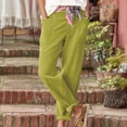thumbnail image 6 of Prolriy Pants for Women, Women's Spring/Summer Breasted Cotton/Linen Loose Casual Pants Women's Pants Green XXL, 6 of 9