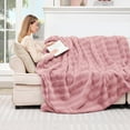 thumbnail image 5 of Luxury Faux Rabbit Fur Throw Blanket for Couch,Super Heavy Warm Cozy Blanket for Sofa Bedroom Living Room,Ultra Soft Fluffy Reversible Plush Blanket for Home Decor Gifts,Pink, 5 of 13